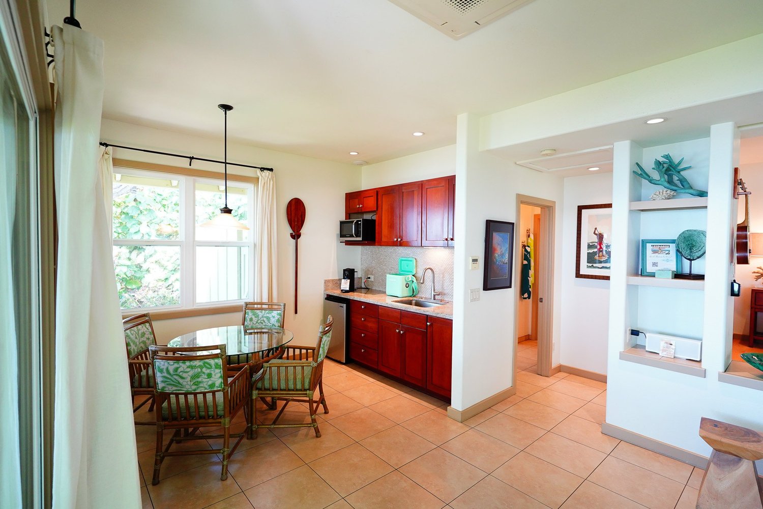 Hale Wa'a open-plan interior and kitchen